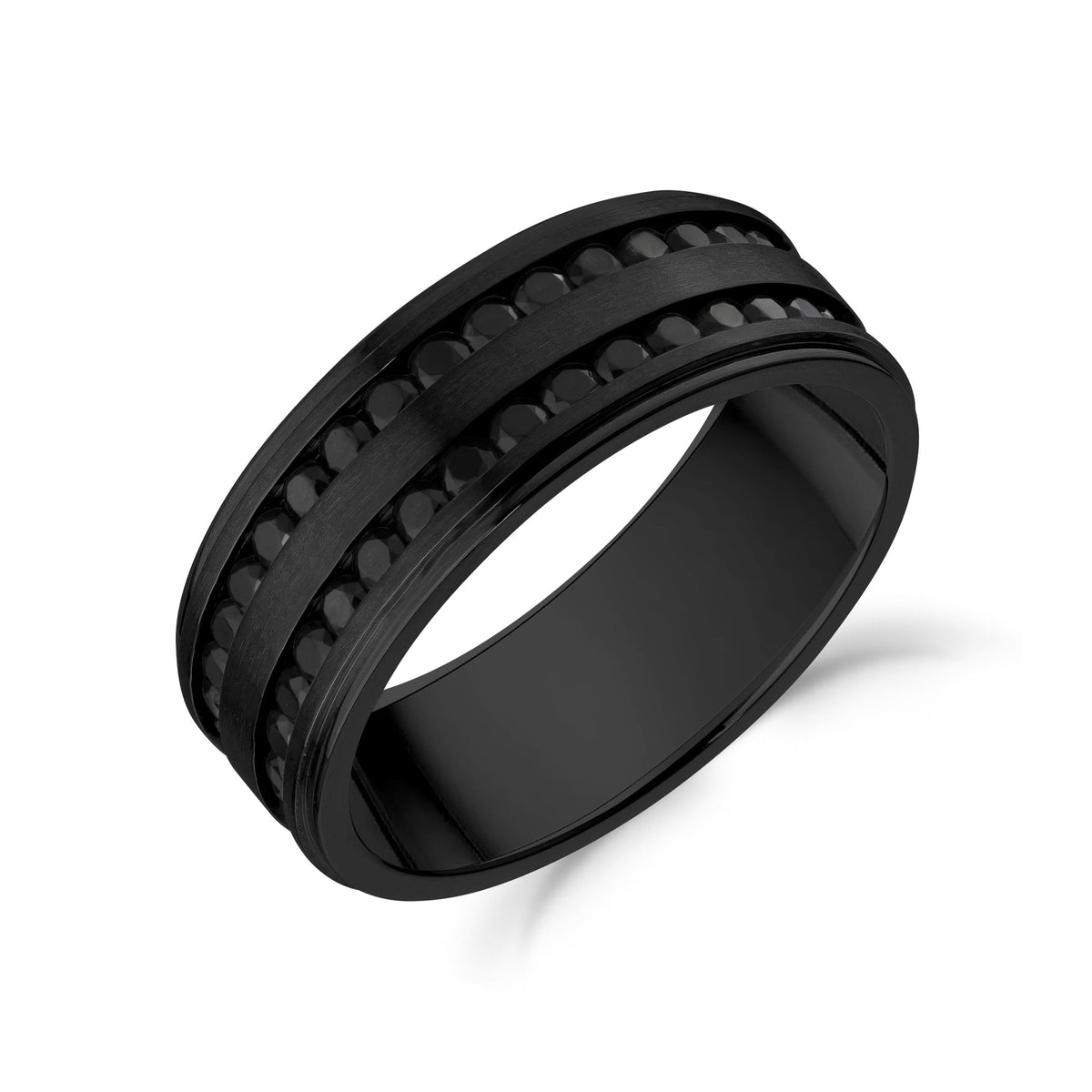 Double Row Black Stone Matte Band