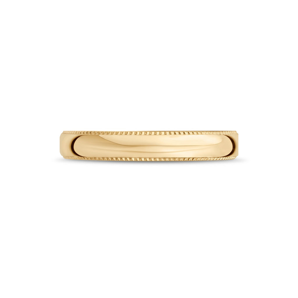 4mm Domed Milgrain Wedding Band