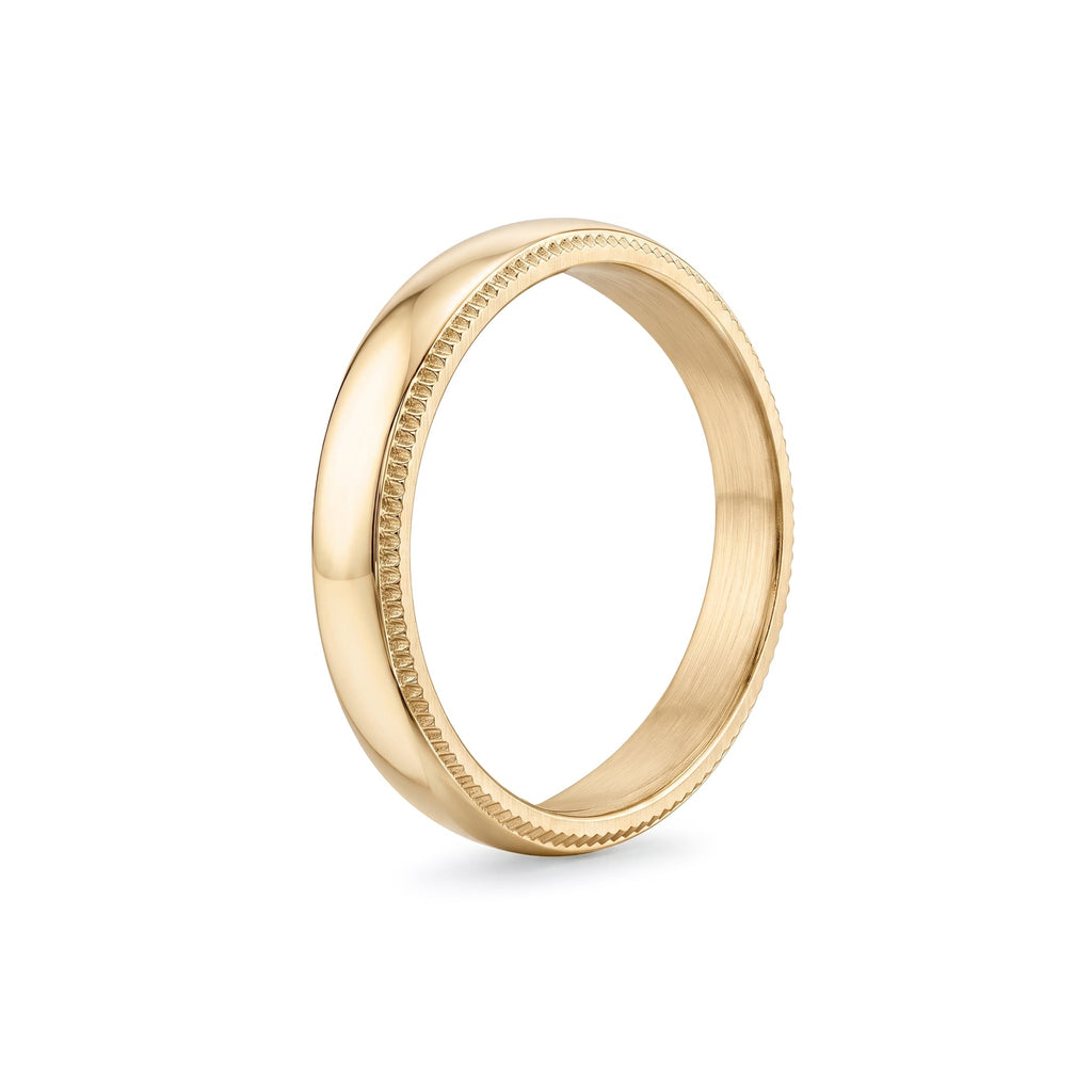 4mm Domed Milgrain Wedding Band
