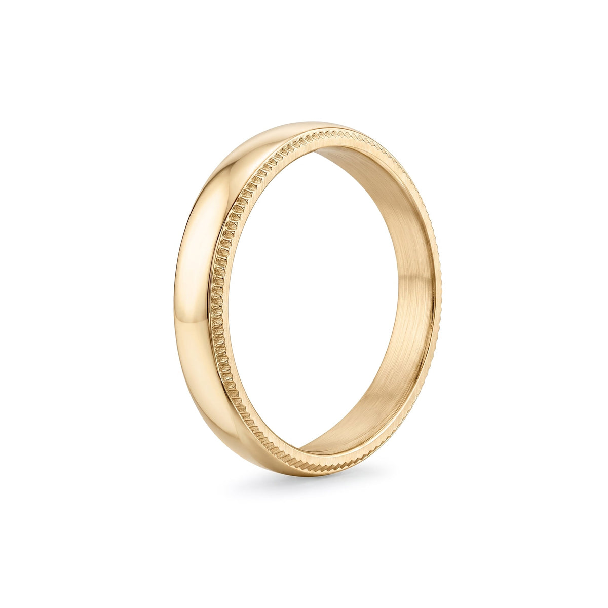 4mm Domed Milgrain Wedding Band