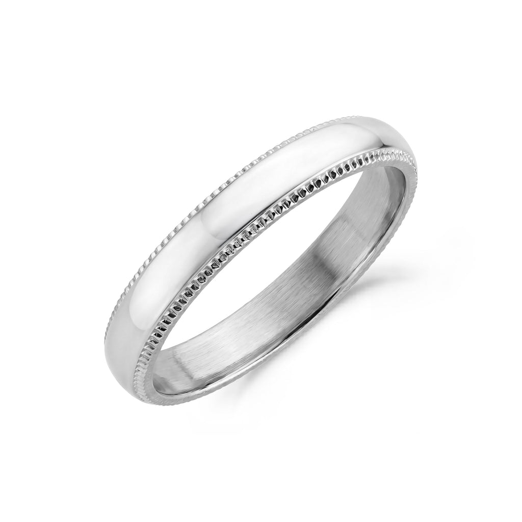 4mm Domed Milgrain Wedding Band