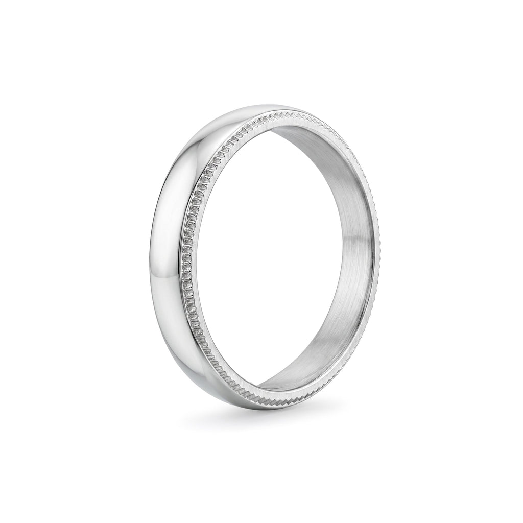 4mm Domed Milgrain Wedding Band