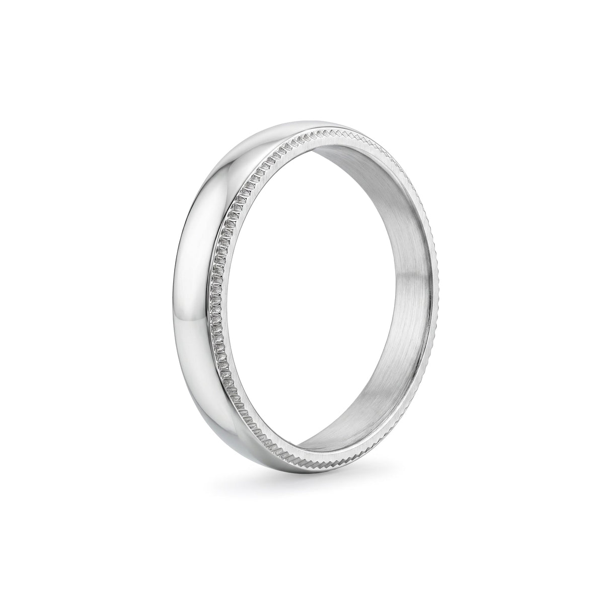 4mm Domed Milgrain Wedding Band