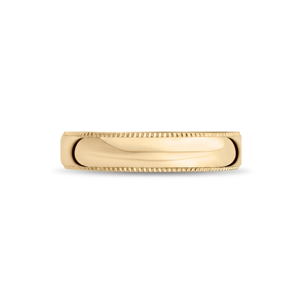 5mm Domed Milgrain Wedding Band