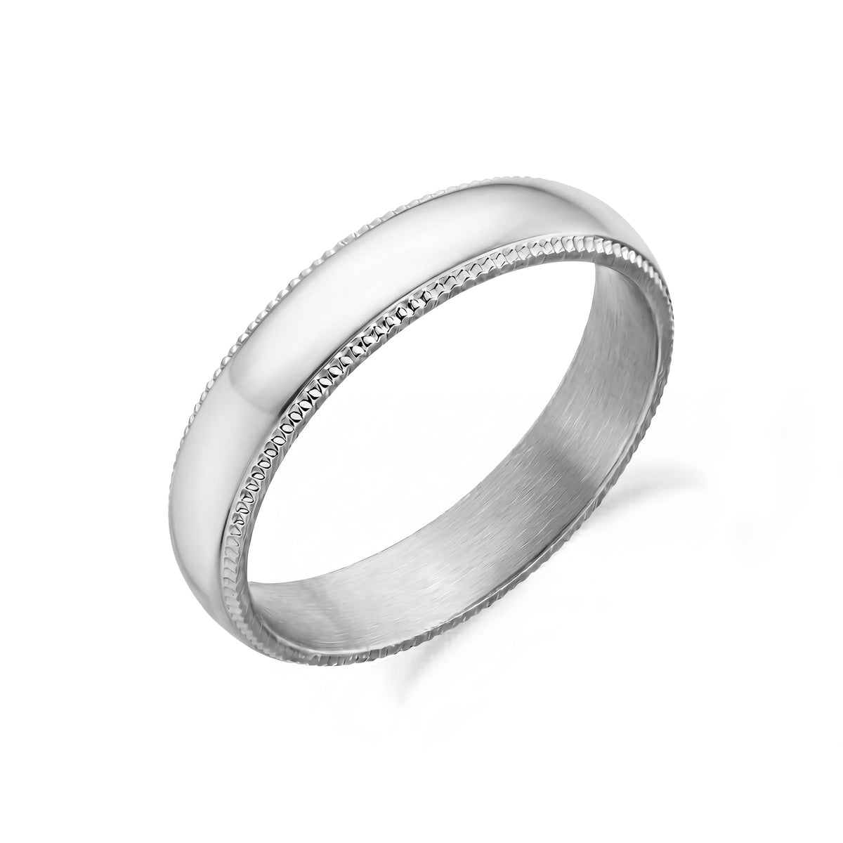 5mm Domed Milgrain Wedding Band