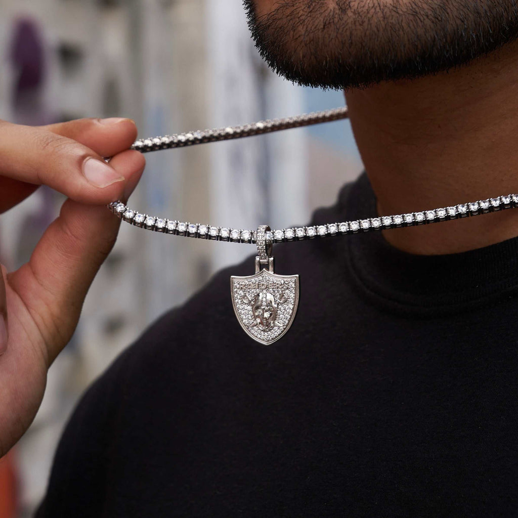 Las Vegas Raiders Official NFL Micro Logo Pendant - White Gold