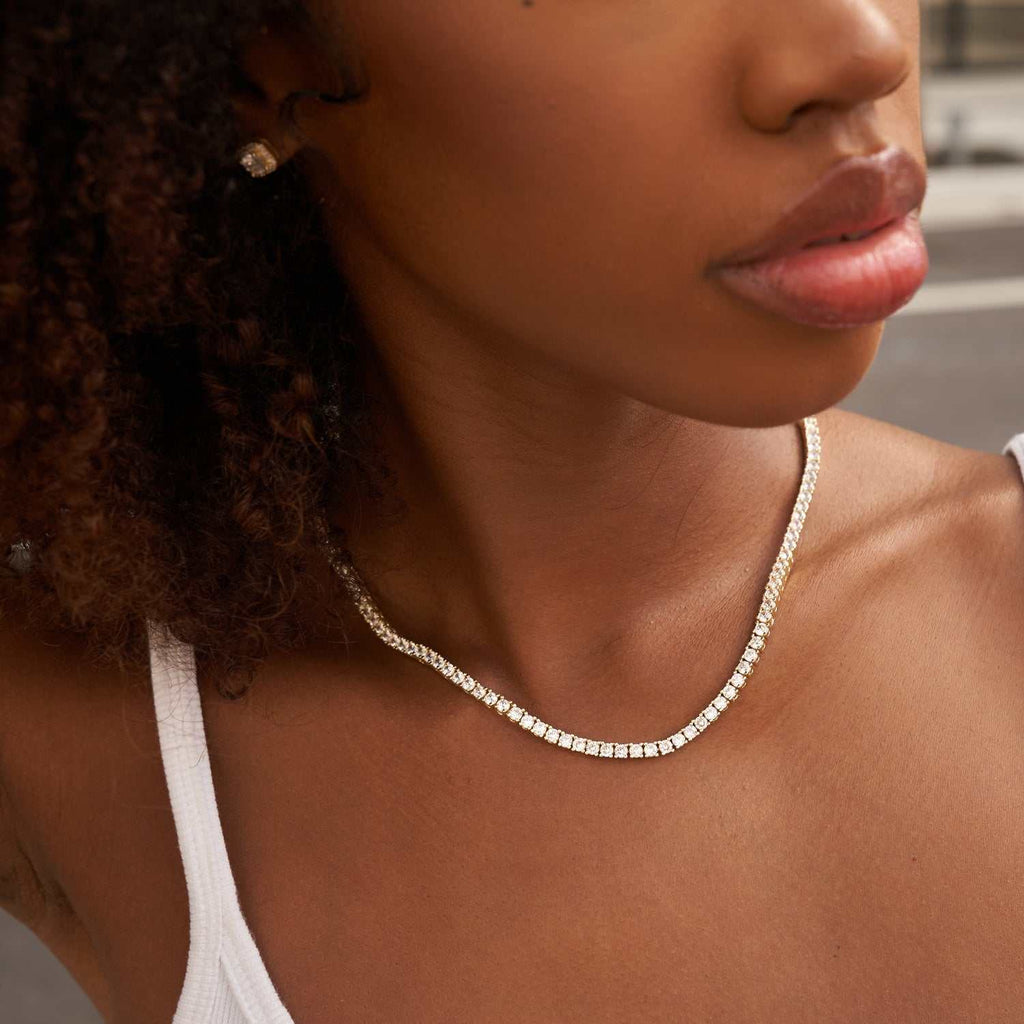 GLD Diamond Tennis Necklace in Yellow Gold- 3mm