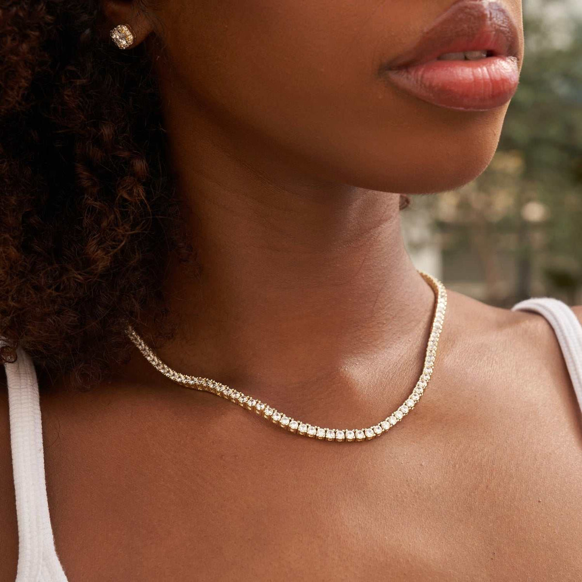 GLD Diamond Tennis Necklace in Yellow Gold- 3mm