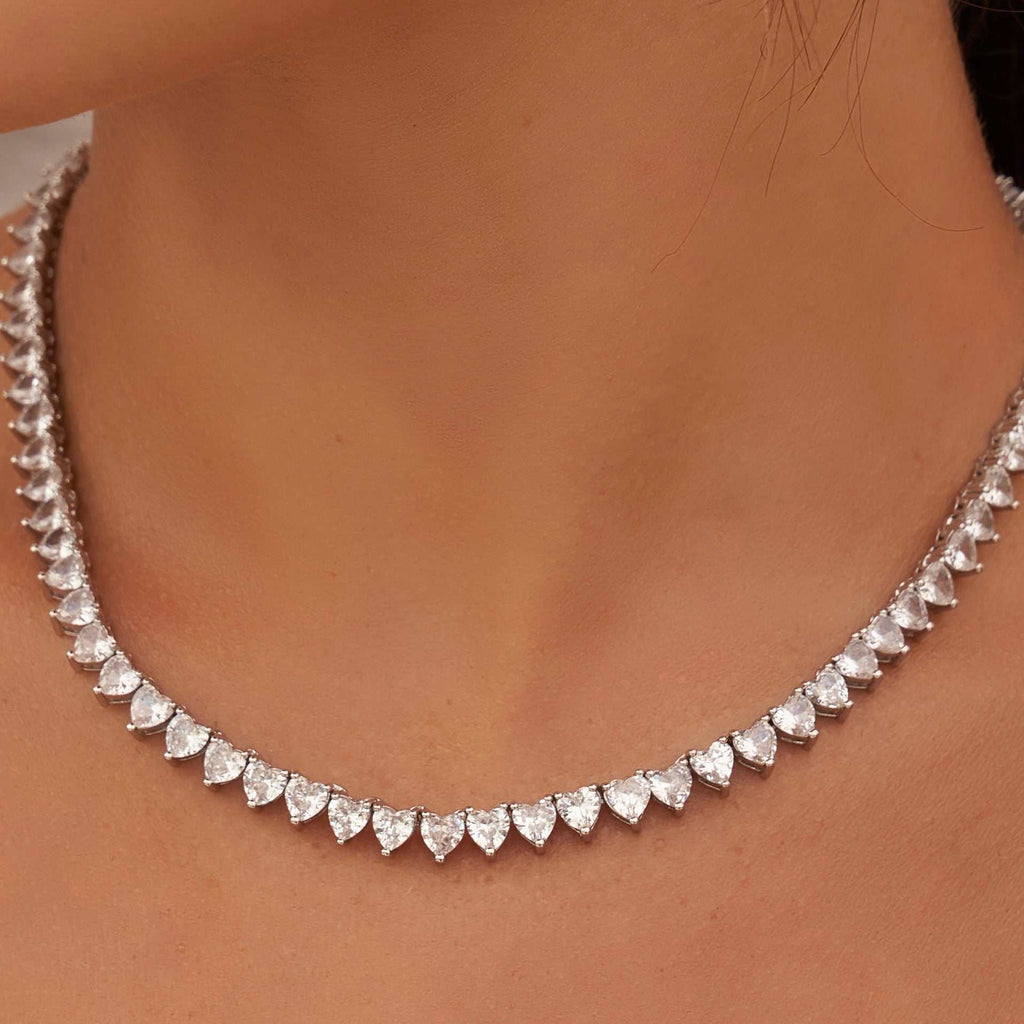 Heart Shaped Tennis Necklace