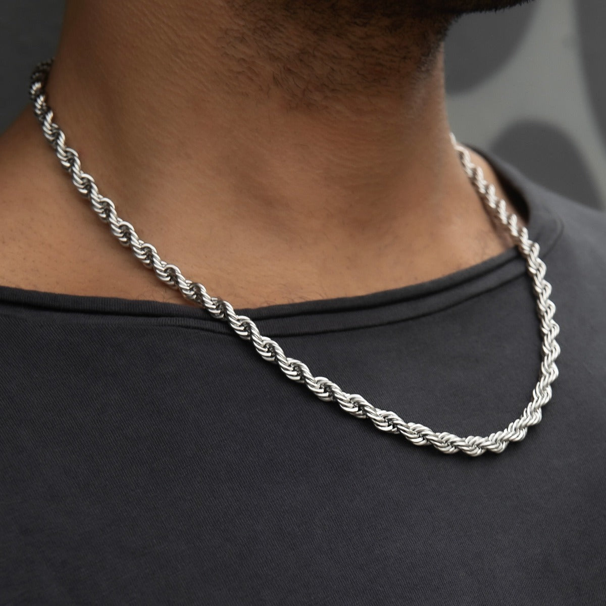GLD Rope Chain in White Gold- 6mm
