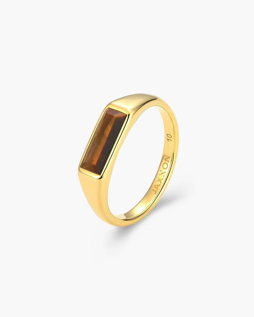 Beveled Tiger's Eye Signet Ring Gold