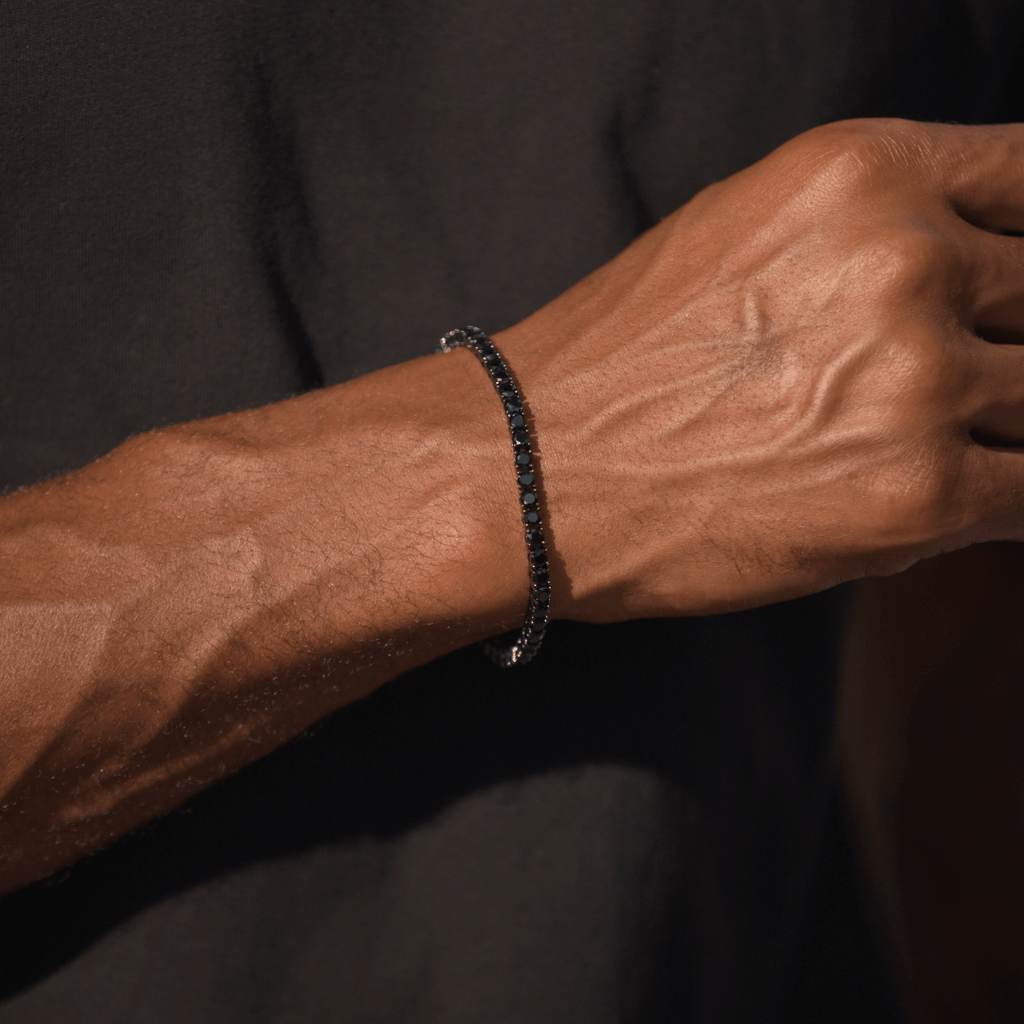 Tennis Chain + Bracelet (Black) - 4mm