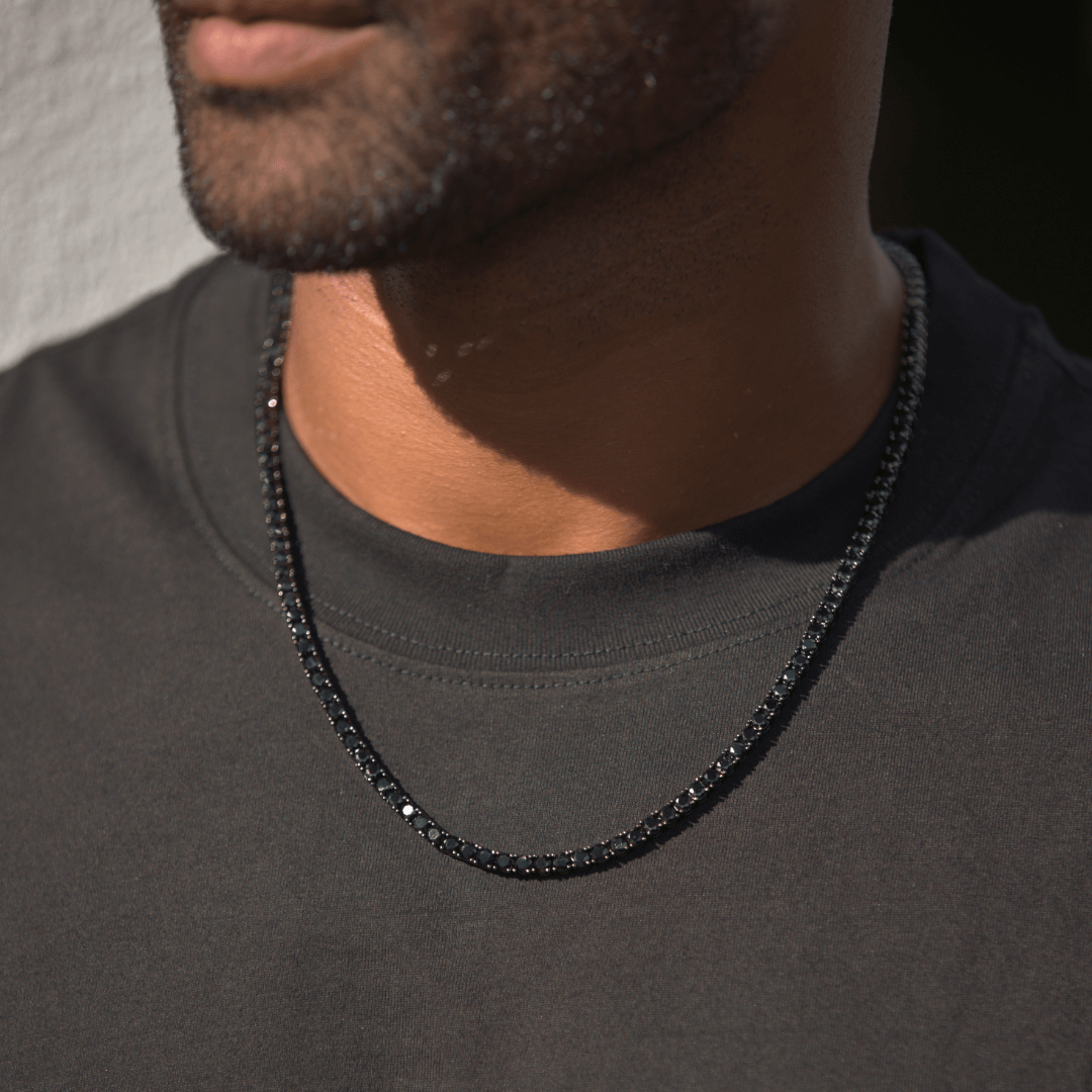 Tennis Chain + Bracelet (Black) - 4mm