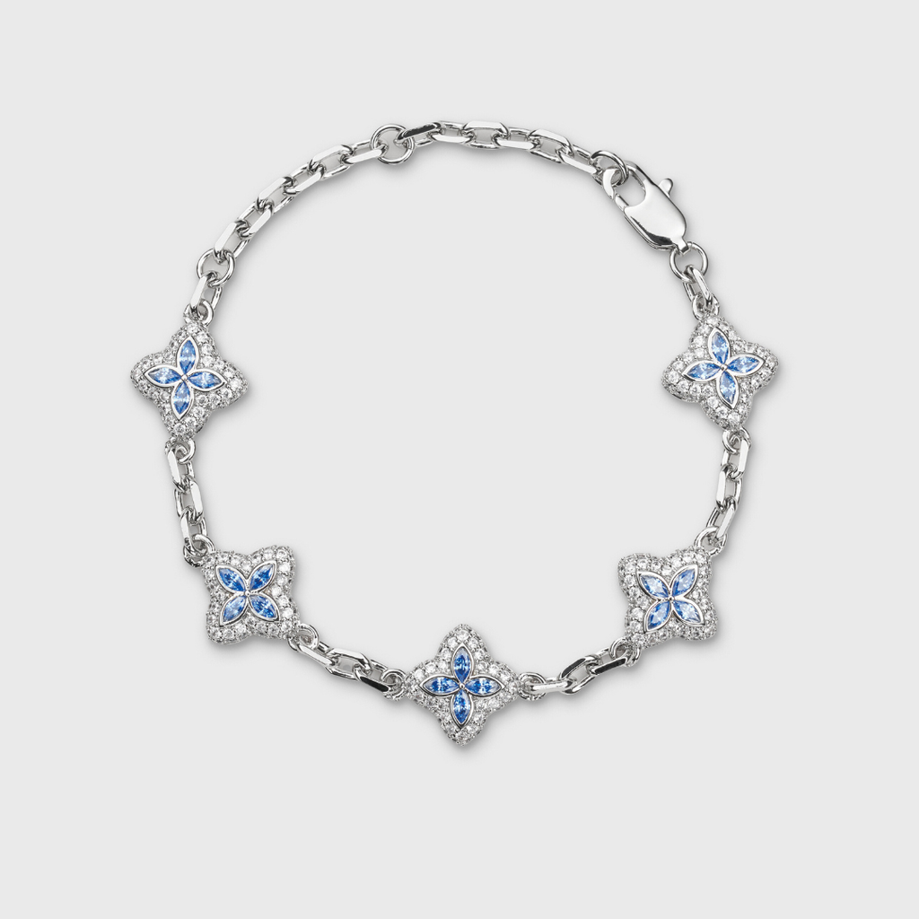 Blue Clover Icon Pendant + Bracelet + Earrings