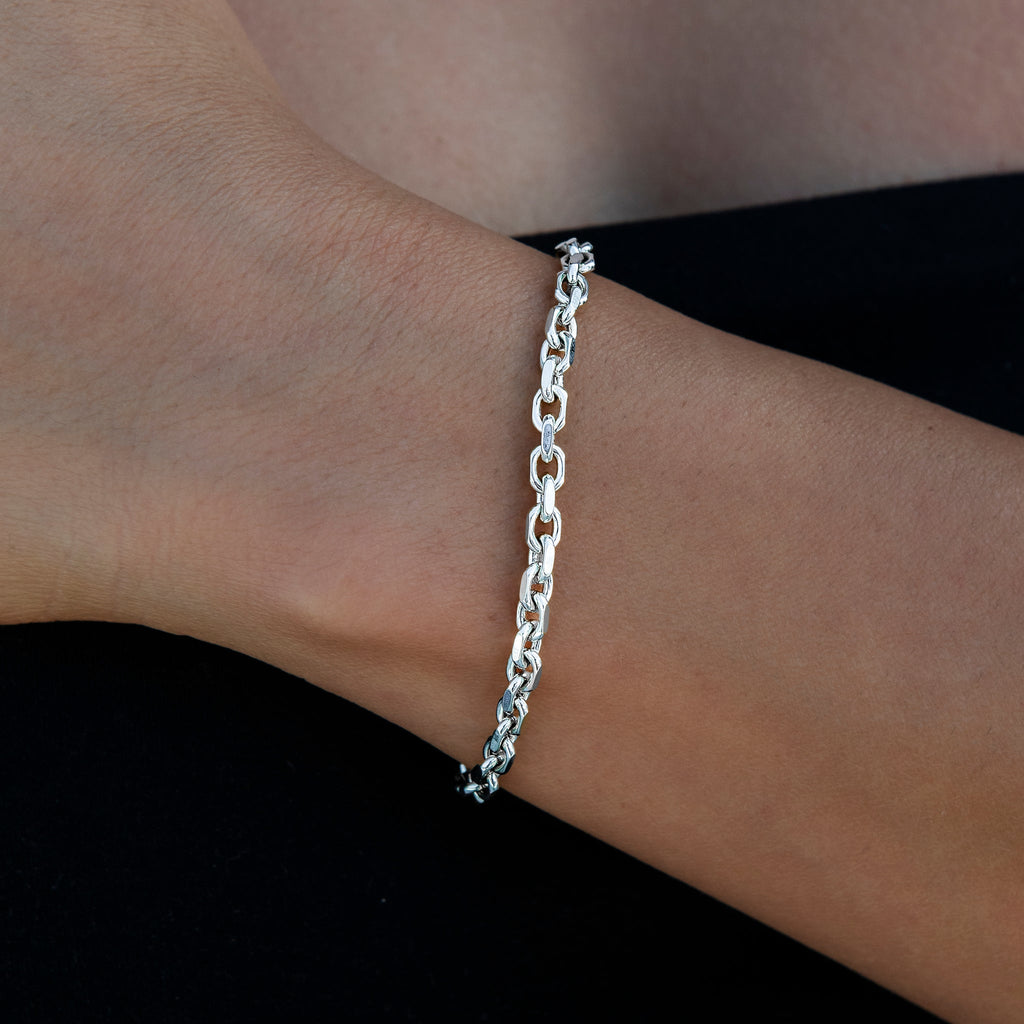Open Box Necklace + Bracelet in White Gold - 3.6mm