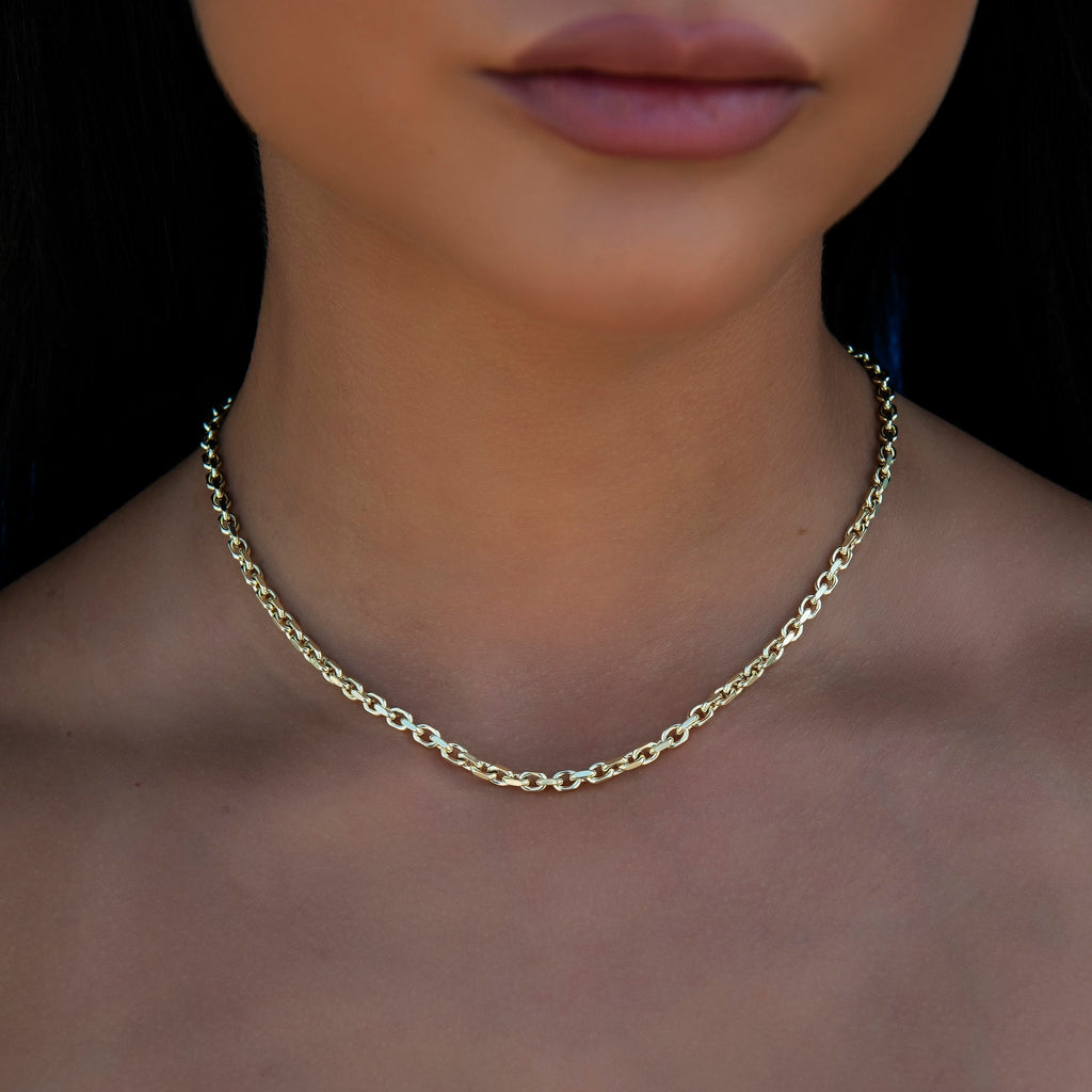 Open Box Necklace + Bracelet in Yellow Gold - 3.6mm