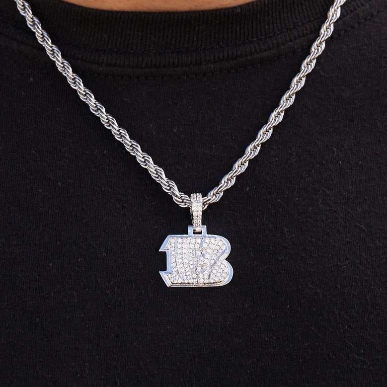 Cincinnati Bengals Official NFL Micro Logo Pendant - White Gold