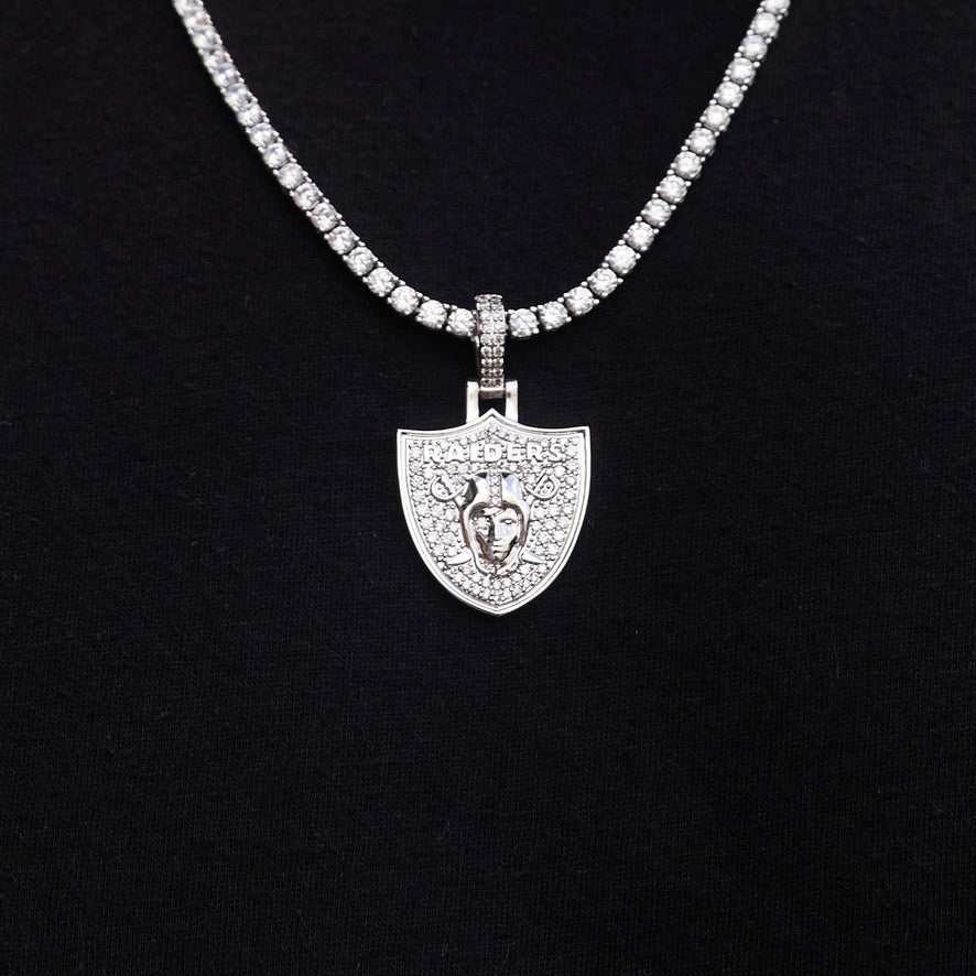 Las Vegas Raiders Official NFL Micro Logo Pendant - White Gold