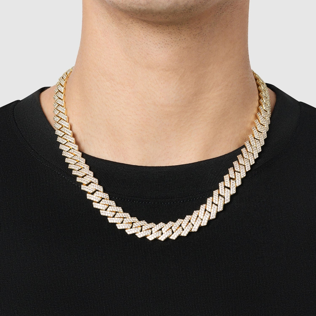 Prong Link Iced Cuban (Gold) 12mm