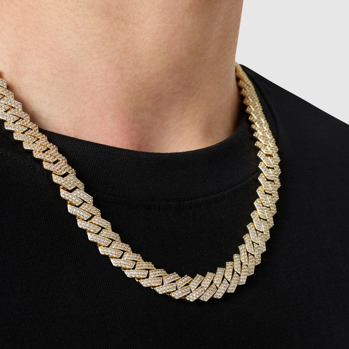 Prong Link Iced Cuban (Gold) 12mm