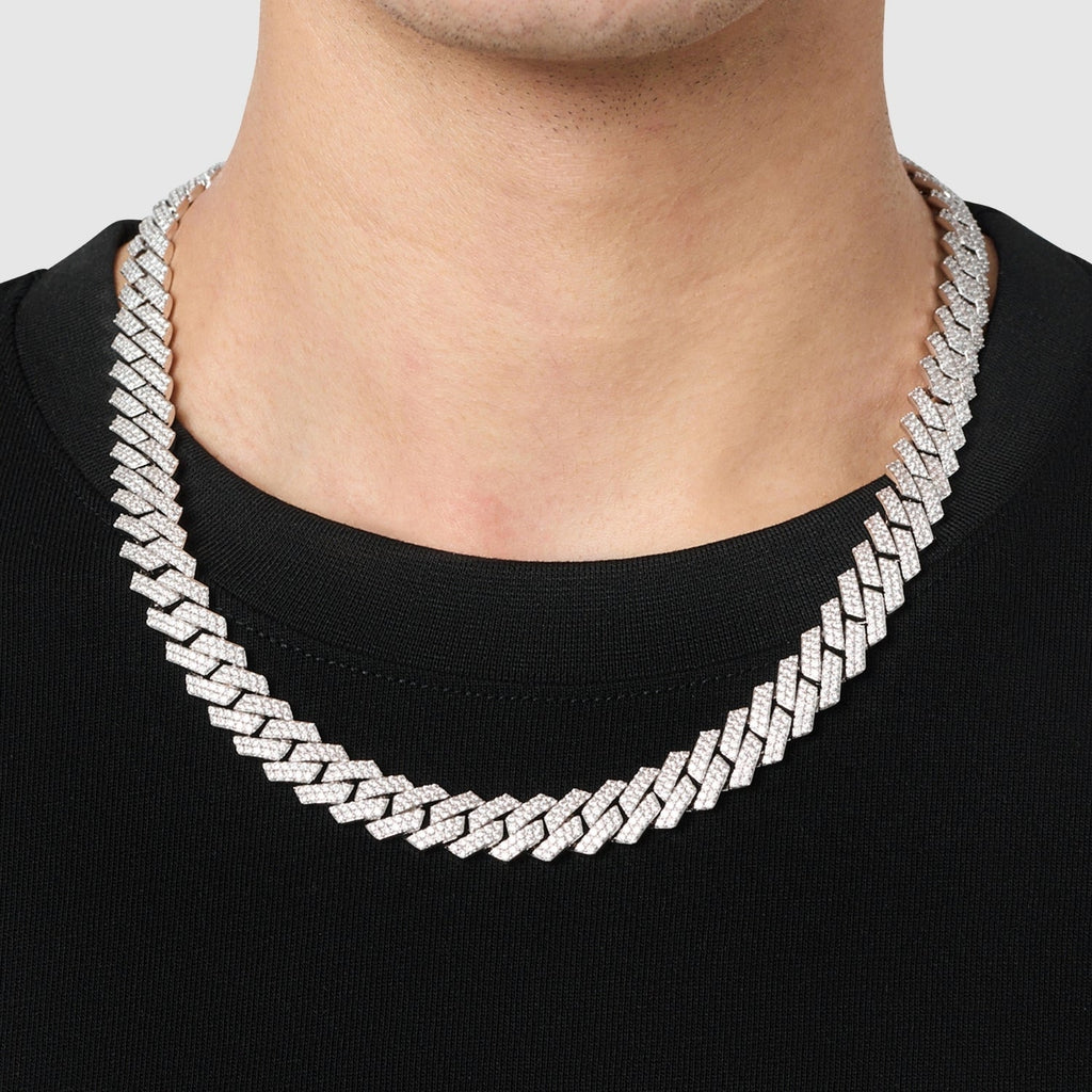 Prong Link Iced Cuban (Silver) 12mm