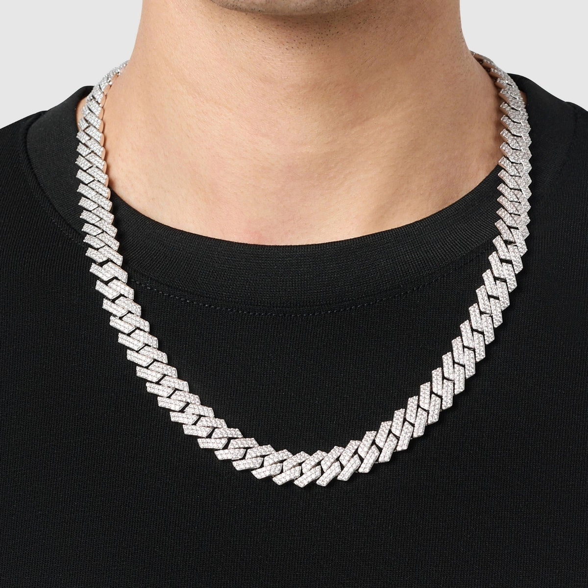 Prong Link Iced Cuban (Silver) 12mm