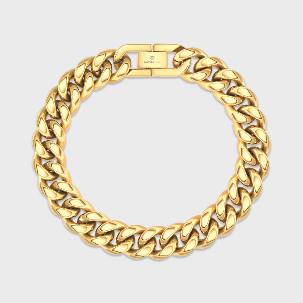 Cuban Link Chain + Bracelet (Gold) - 12mm