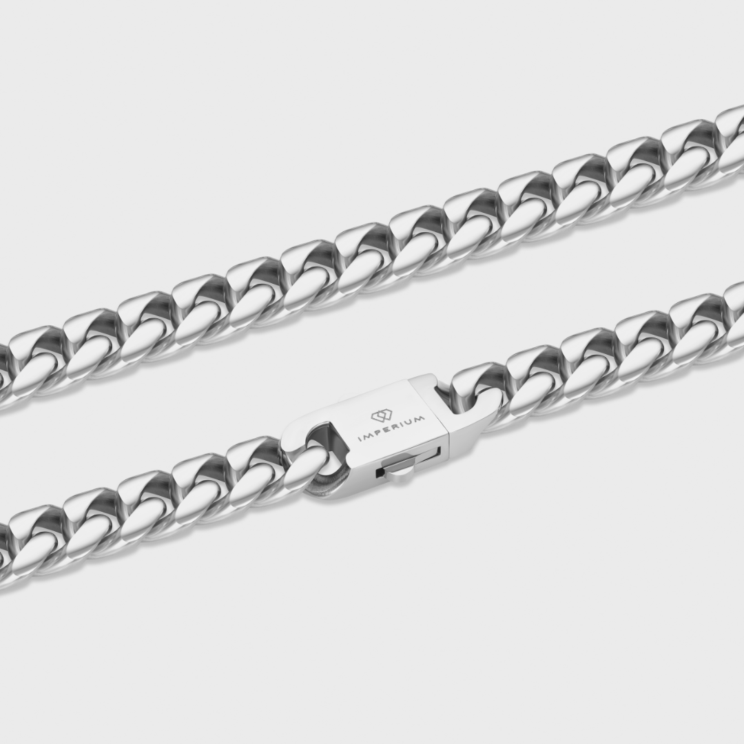 Cuban Link Chain + Bracelet (Silver) - 12mm