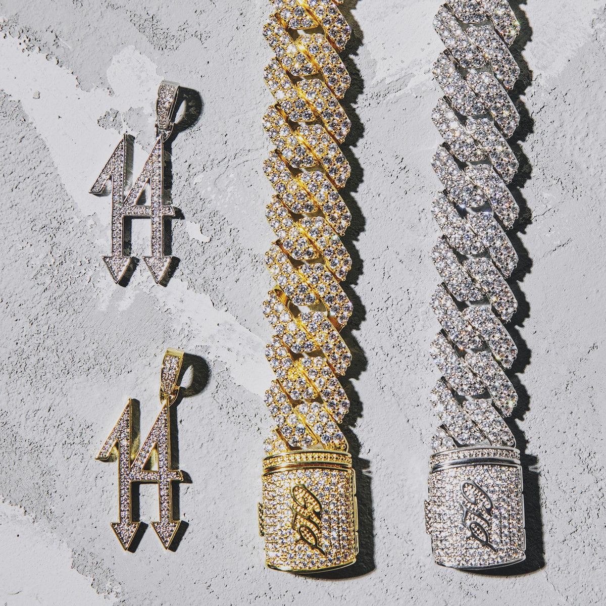 Official Iced 14 Pendant in Yellow Gold