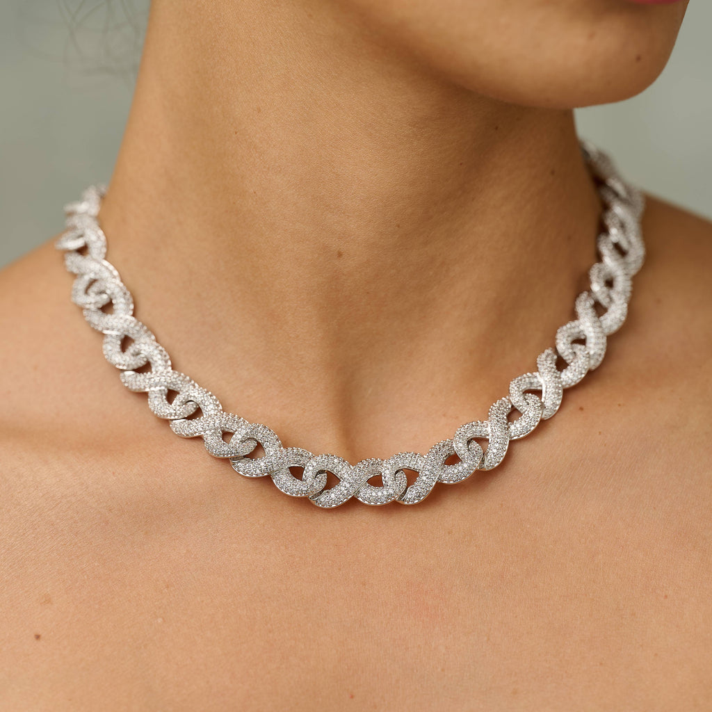Iced Infinity Chain in White Gold - 10mm