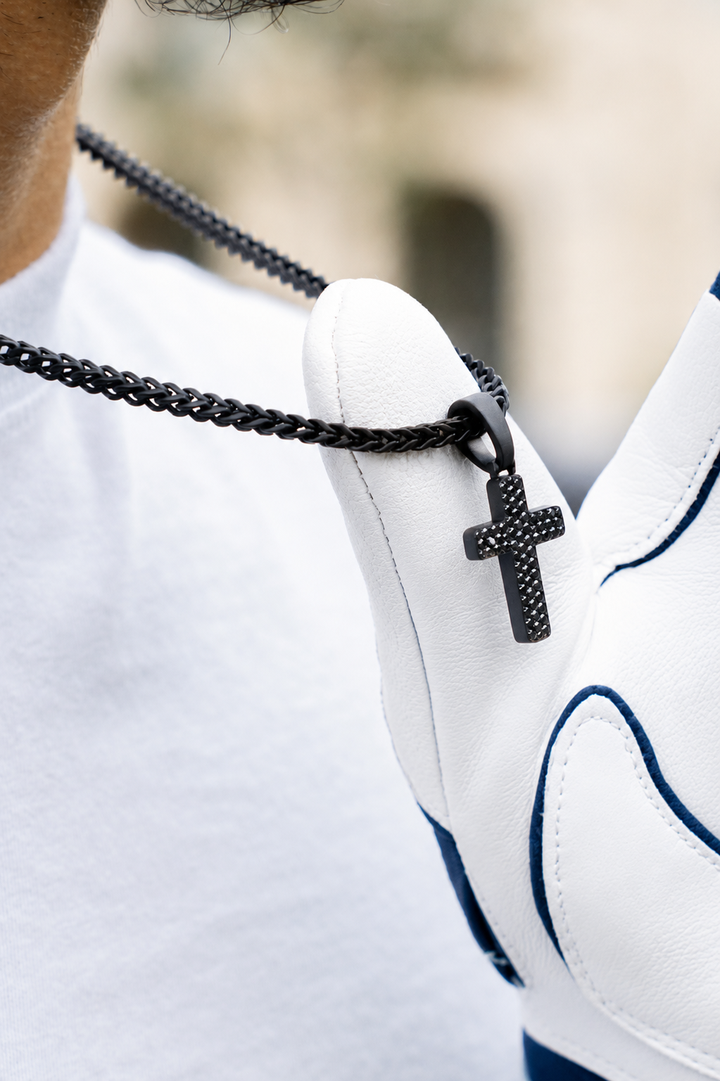 ICED Cross with Black Moissanites (Matte Black)