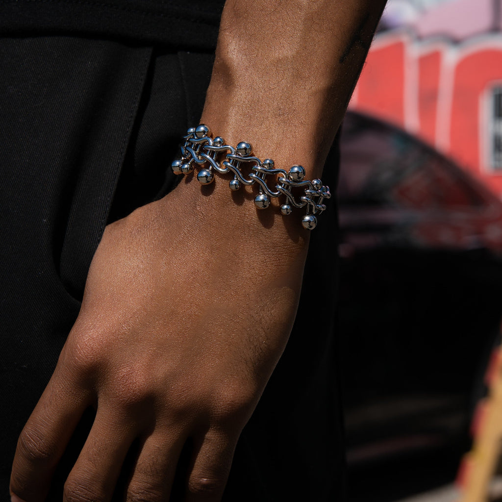 Circular Chain + Bracelet Bundle in White Gold