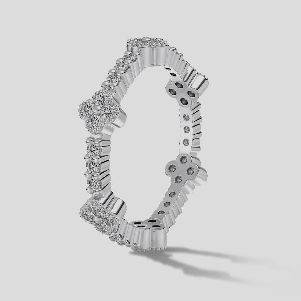 White Clover Set - Chain + Bracelet + Ring