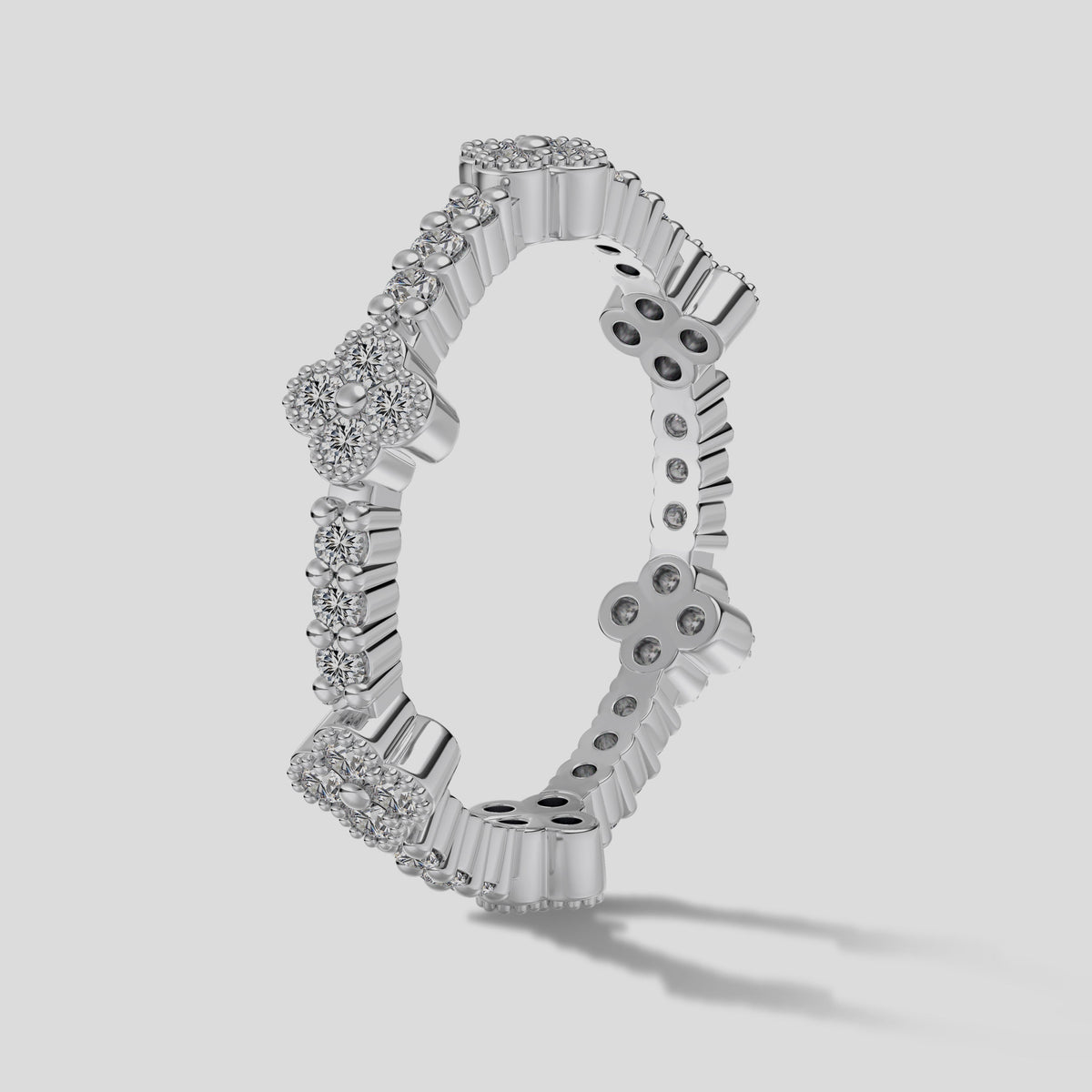 White Clover Set - Chain + Bracelet + Ring