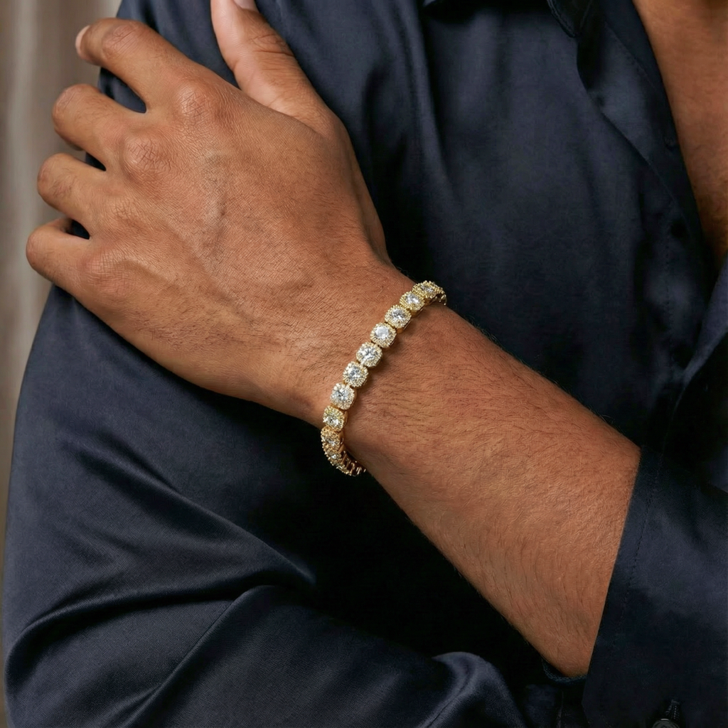 Clustered Tennis Bracelet (Gold) - 8mm