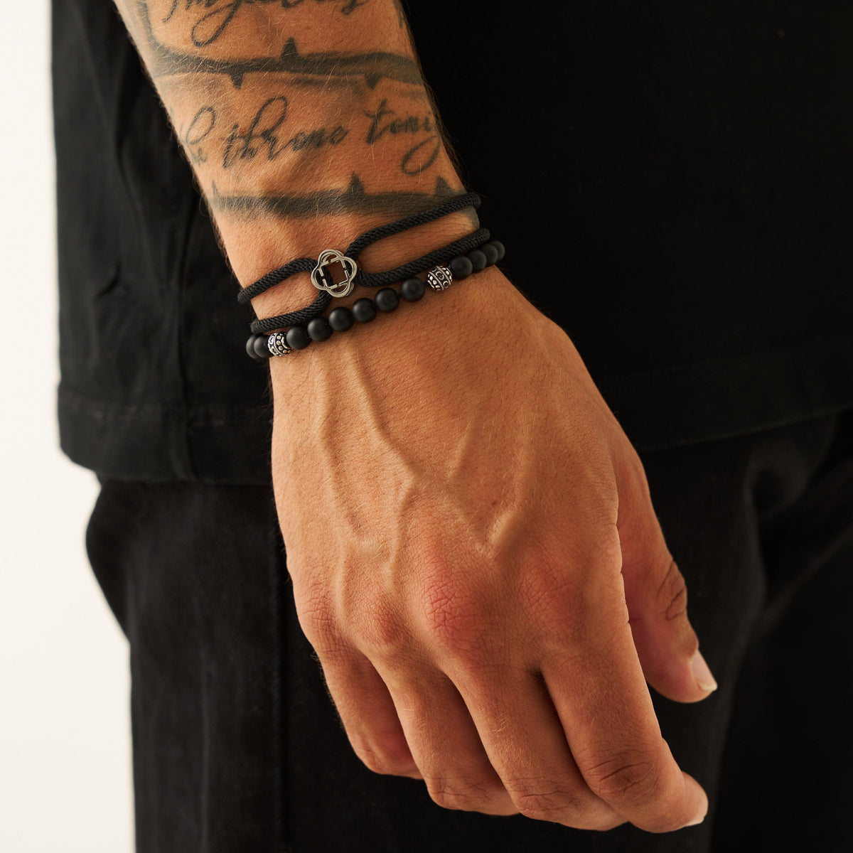 Black Cord Bracelet (Silver)