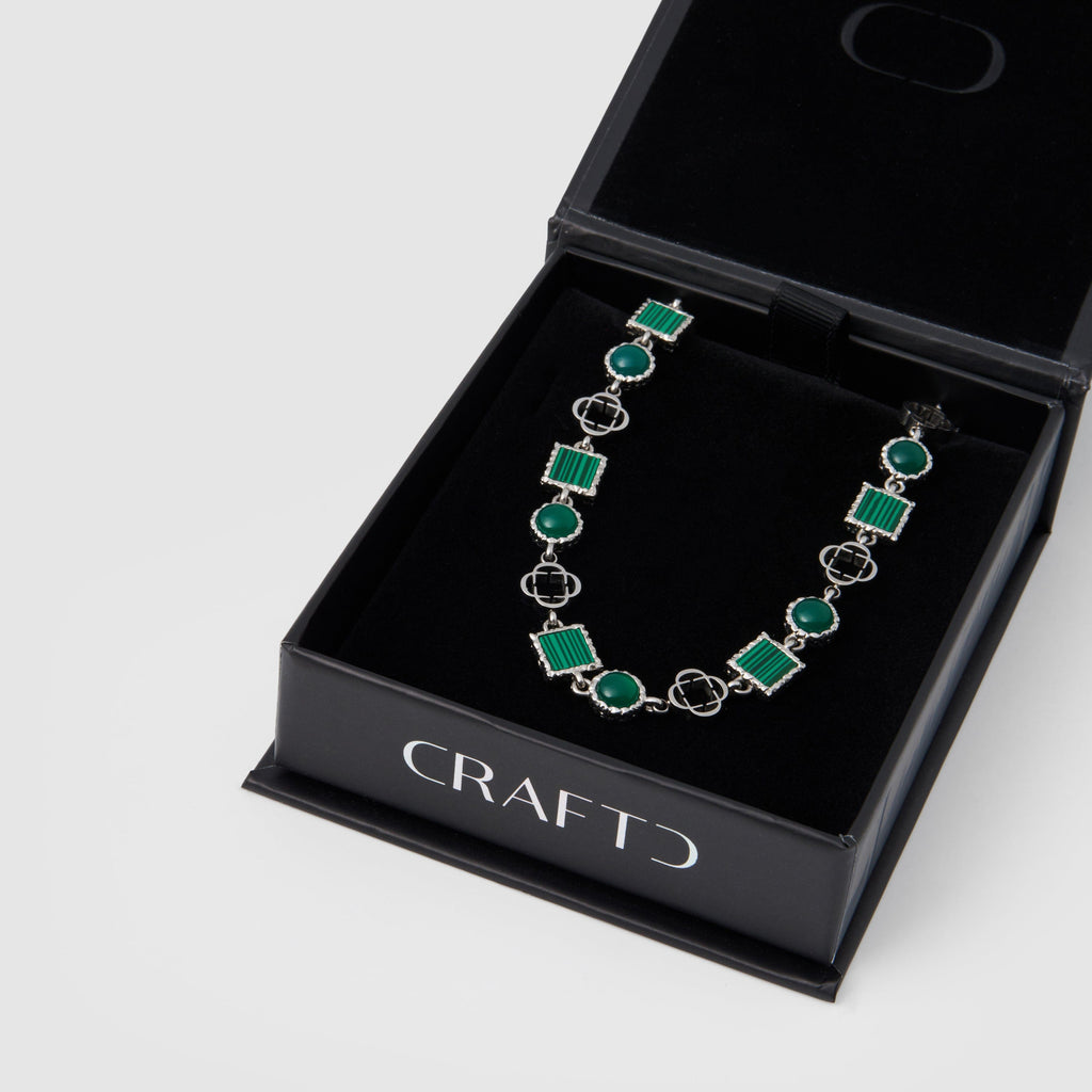 Green Quartz Gemstone Necklace (Silver)