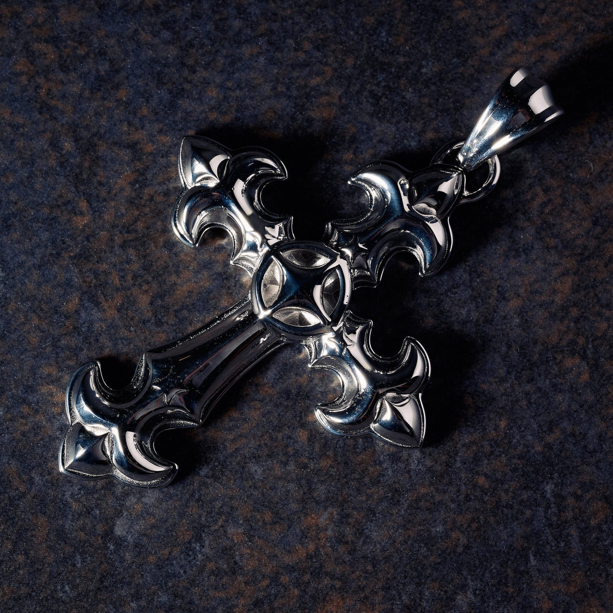 GLD X Bloody Osiris Large Cross Pendant in Solid White Gold