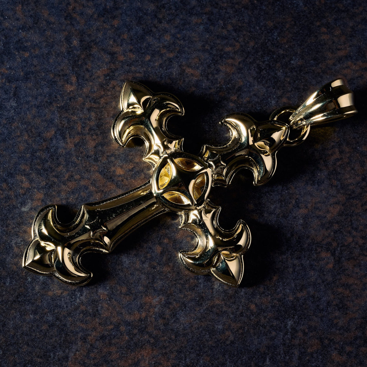 GLD X Bloody Osiris Large Cross Pendant in Solid Yellow Gold