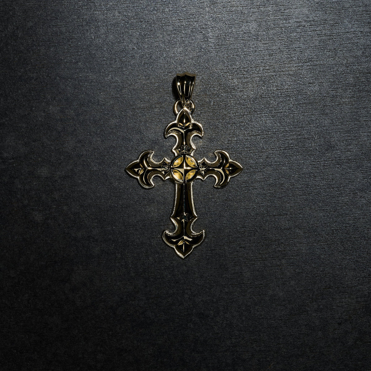 GLD X Bloody Osiris Large Cross Pendant in Solid Yellow Gold