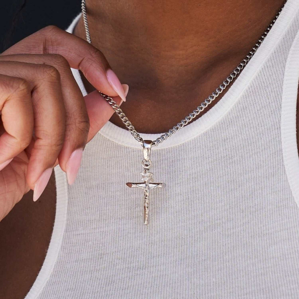 Solid White Gold Crucifix Pendant
