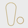 Cuban Link Chain + Bracelet (Gold) - 5mm