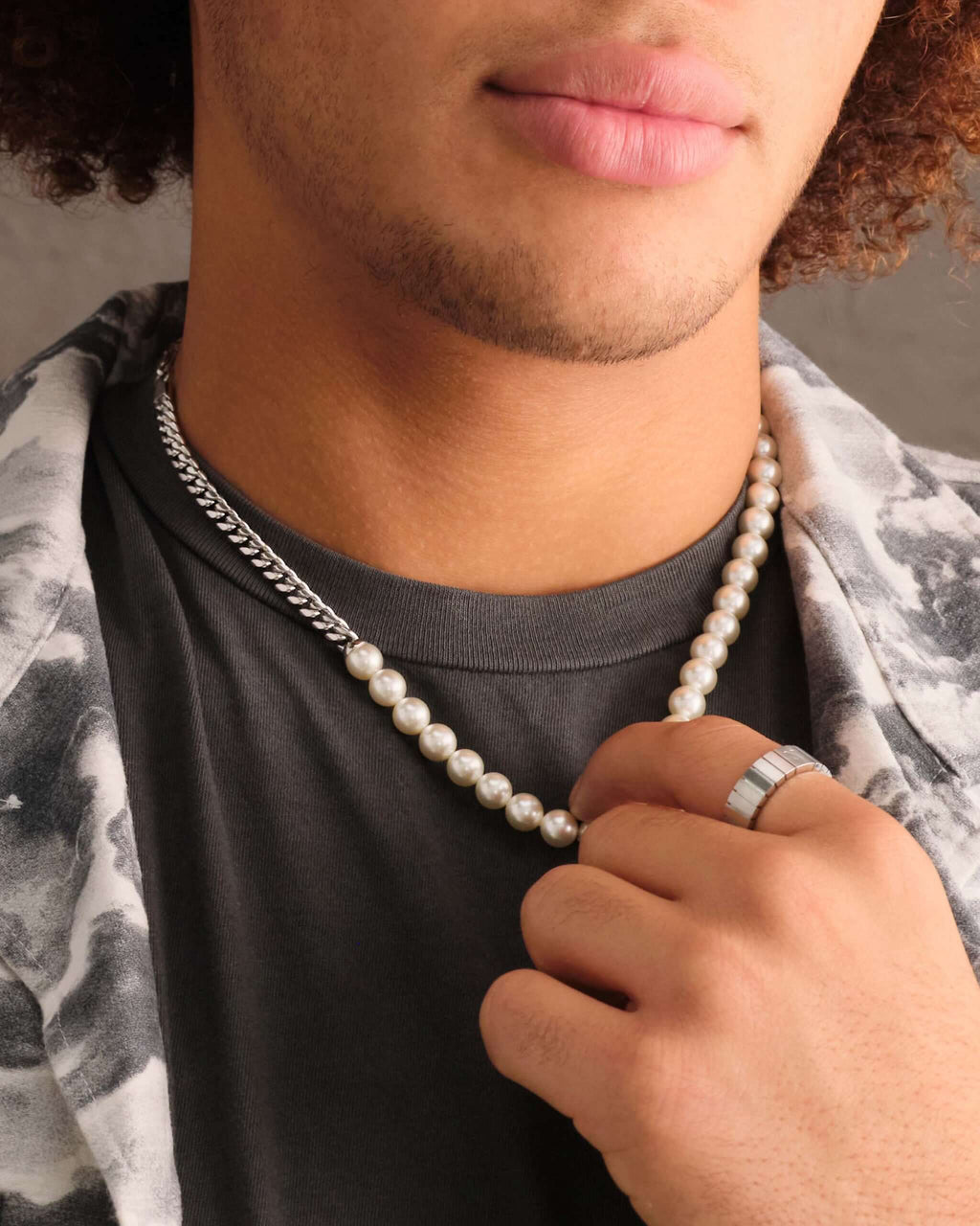 Cuban Link Pearl Necklace 8mm