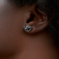 Cushion Cut Stud Earring in Black