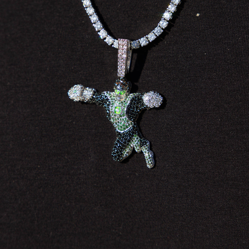 Green Lantern Body Official DC Comics Pendant in White Gold