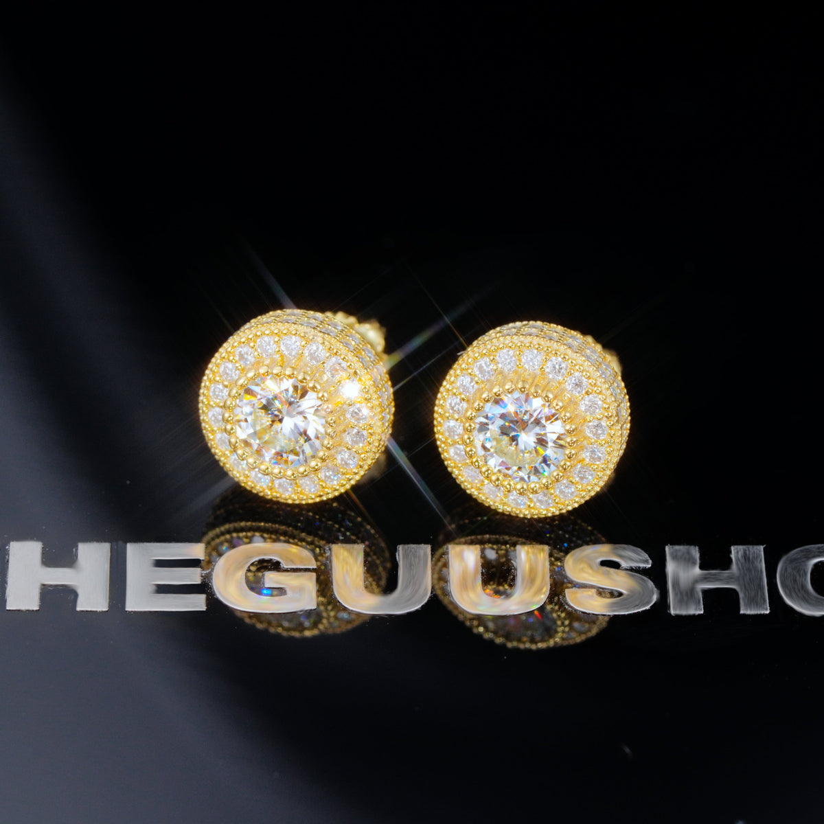 925s VVS1 Moissanite Cluster Halo Earrings In 18K Gold