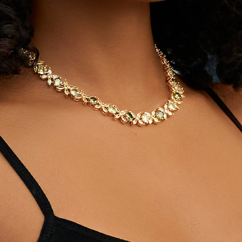 Diamond Multi Color Round Stone Chain in Rose Gold - 8MM