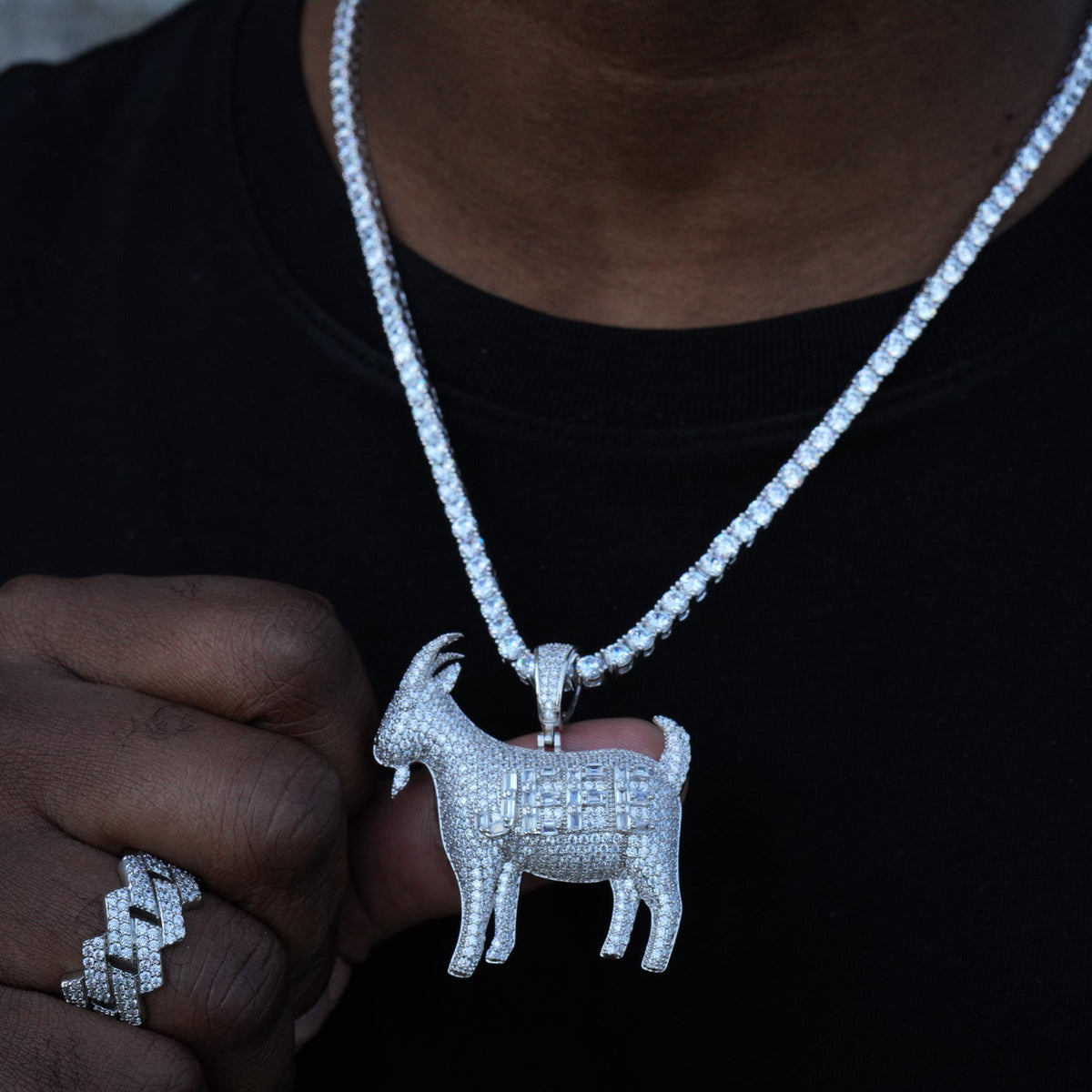 Iced Baguette Jefe Goat Necklace