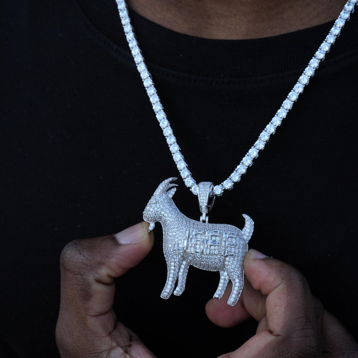 Iced Baguette Jefe Goat Necklace