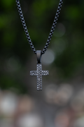 ICED Cross with Black Moissanites (Matte Black)